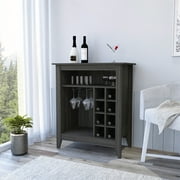 Dtwnek Bar Cabinet with 1 Open Shelf, 6 Wine Cubbies, Dark Brown